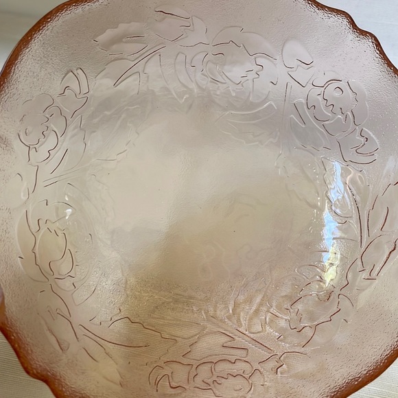Vintage Dining Vintage Pink Depression Glass Bowl Rose Flower Pattern 6 Diameter Poshmark